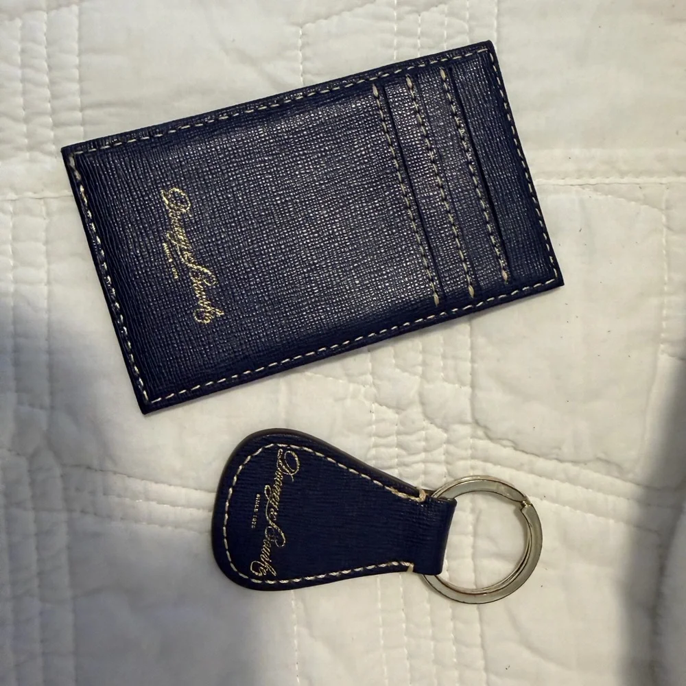 Dooney and Bourke Blue Textured leather Card Holder and Key Fob - Picture 1 of 4